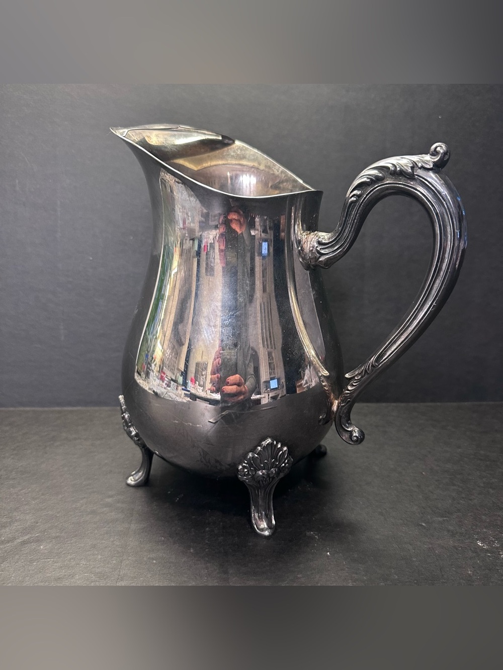 Vintage Pilgrim Silverplate P530 Footed Water Pitcher Friedman Silver Co Ice Lip